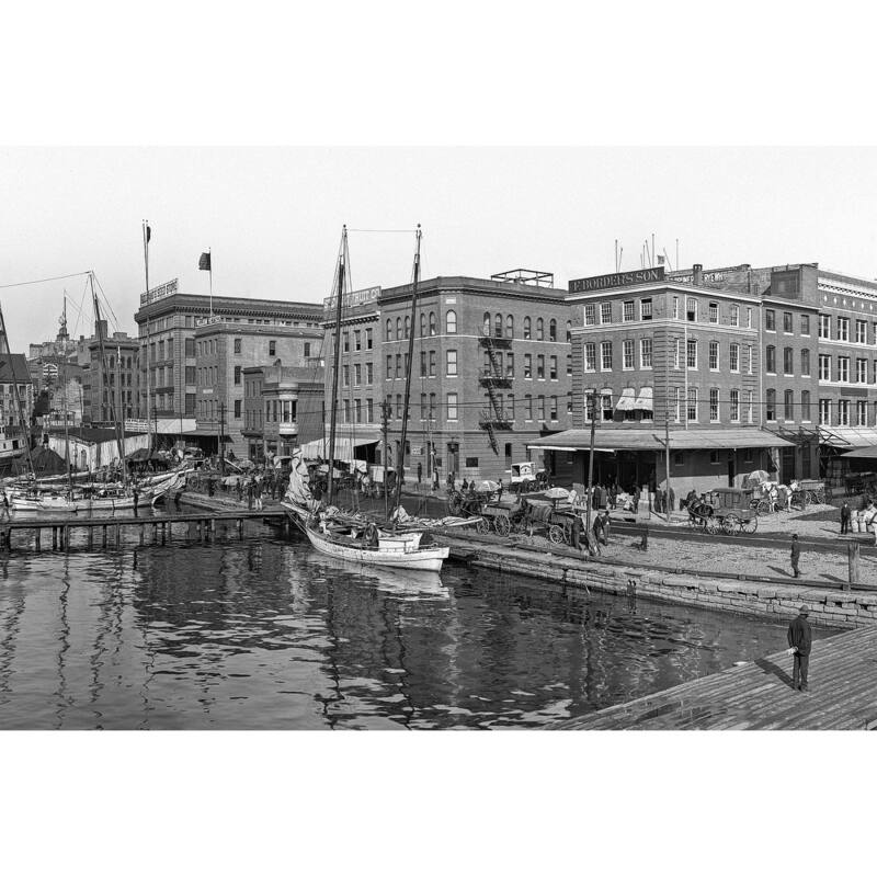 The Basin -- Baltimore, Maryland Black and White Gallery Wrapped Canvas