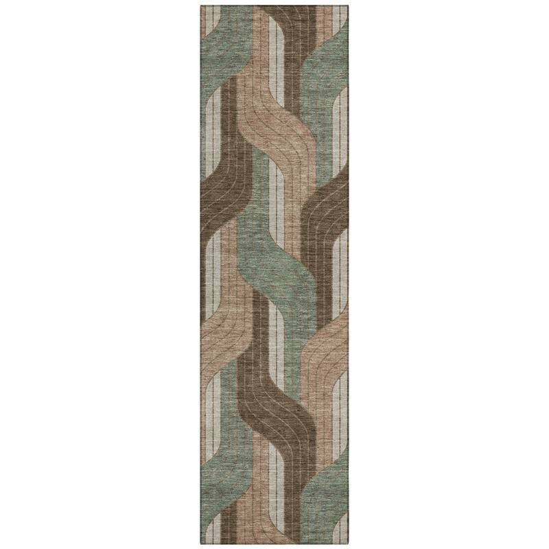 Machine Washable Indoor/ Outdoor Modern Pathway Chantille Rug