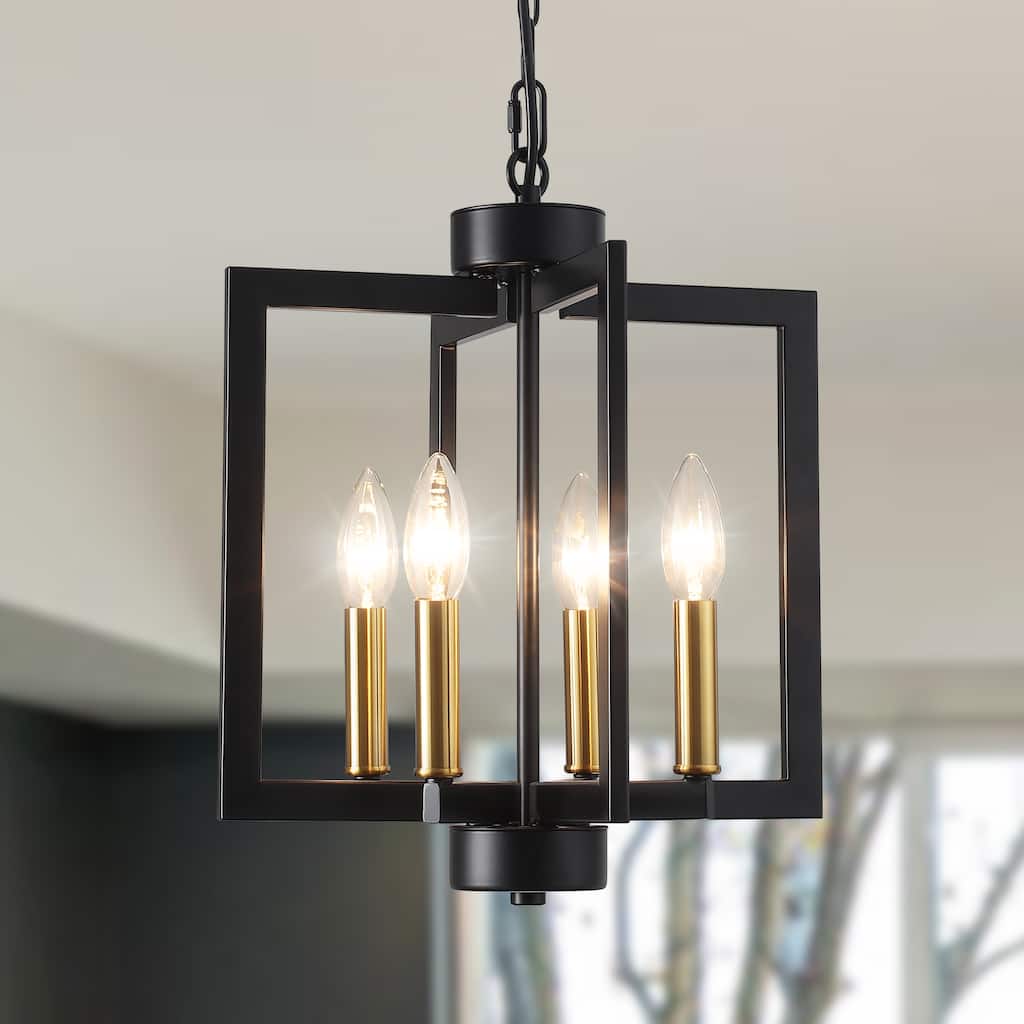 4-light Candle Style Square Chandelier for Bedroom Study