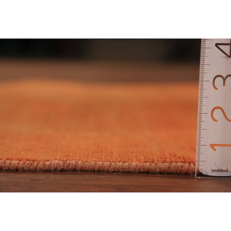 Orange Gabbeh Oriental Rug Hand-Knotted Foyer Wool Carpet - 3'4" x 4'10"