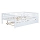 preview thumbnail 1 of 10, Versatile Wood Daybed with Trundle and Fence Guardrails, White White - Full