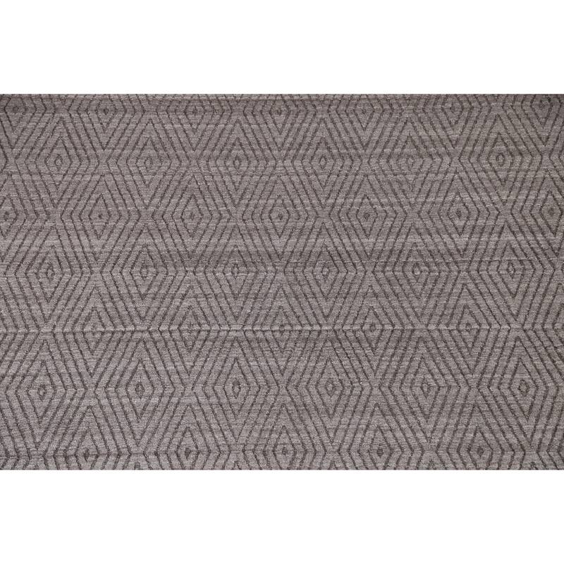 Brown Trellis Gabbeh Modern Area Rug Hand-knotted Wool Carpet - 5'5" x 7'7"