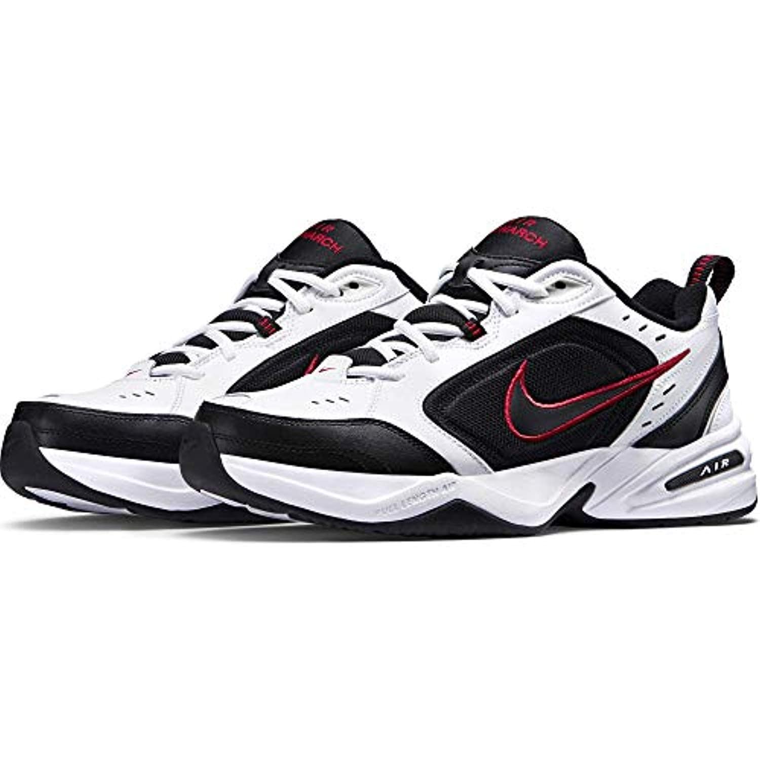 nike air monarch iv black white red