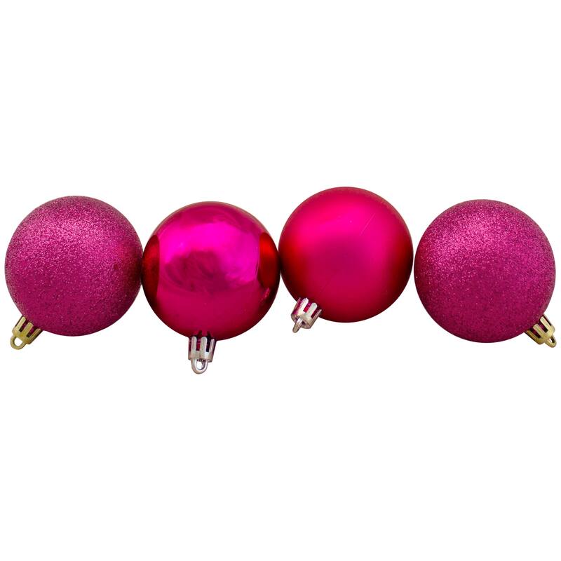 60ct Red Purple Shatterproof 4-Finish Christmas Ball Ornament 2.5"