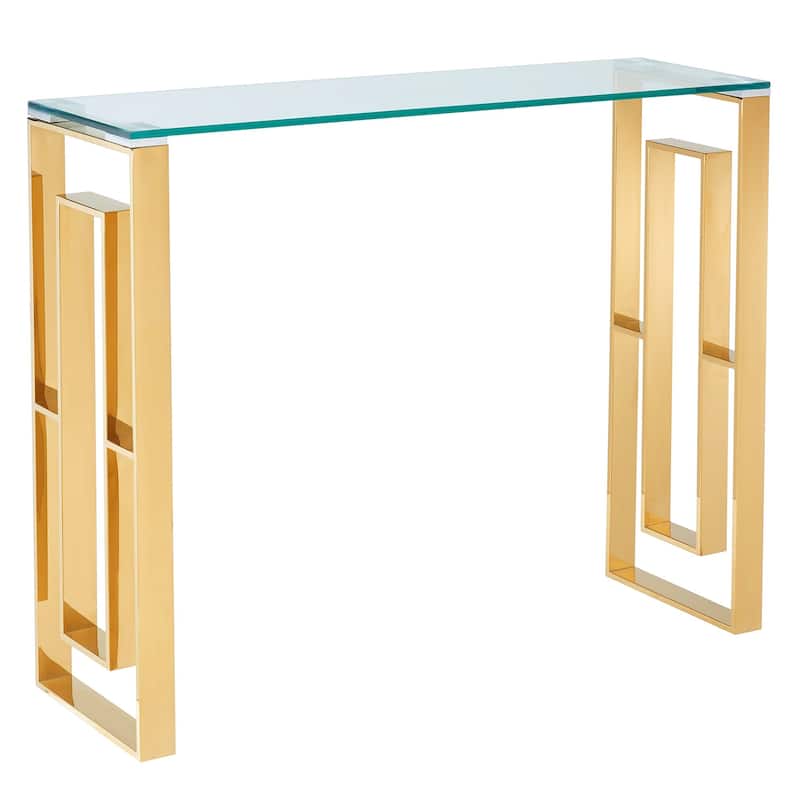 Glass Top Console Table - 39.5" - Gold and Clear