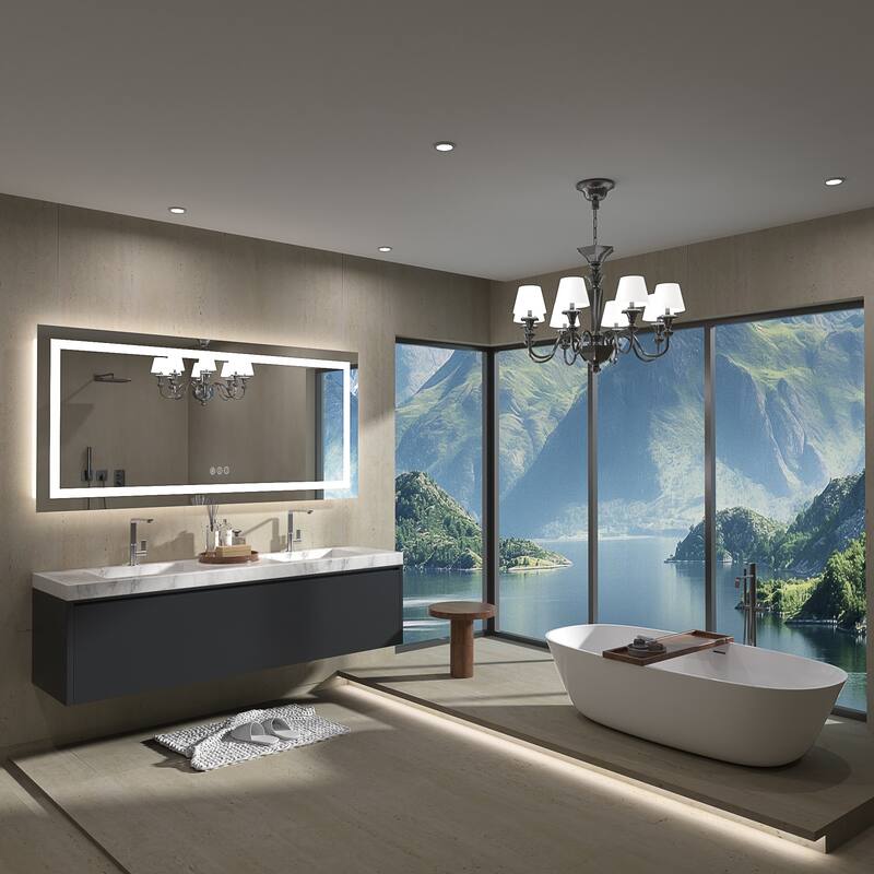 QuivaraView LED lights Frameless Wall Mounted Bathroom Vanity Mirror