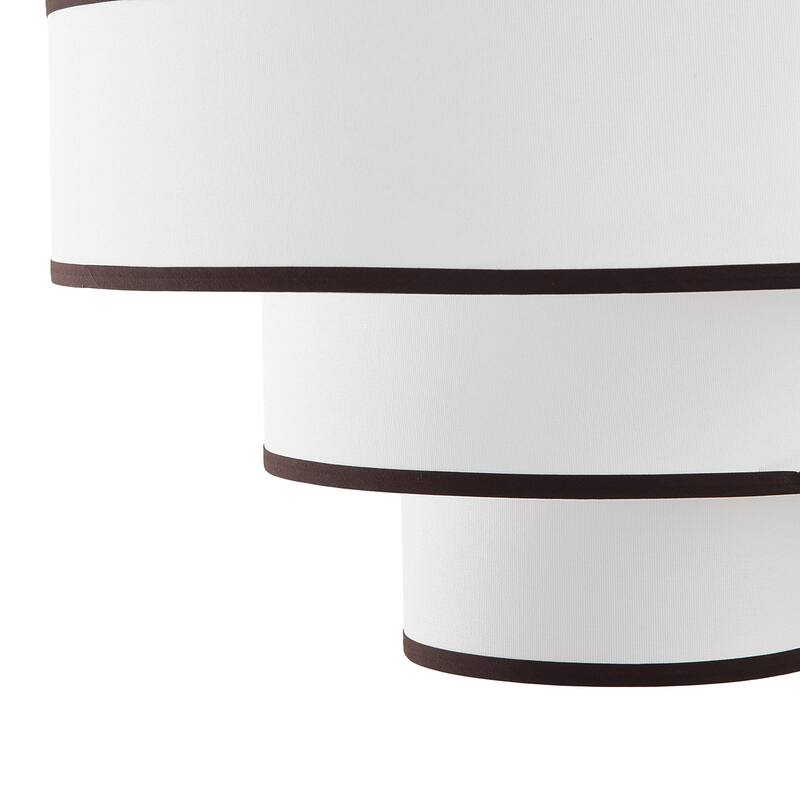 Modern Chandelier 24" 5-Light Bronze Tiered Drum Linen Shade