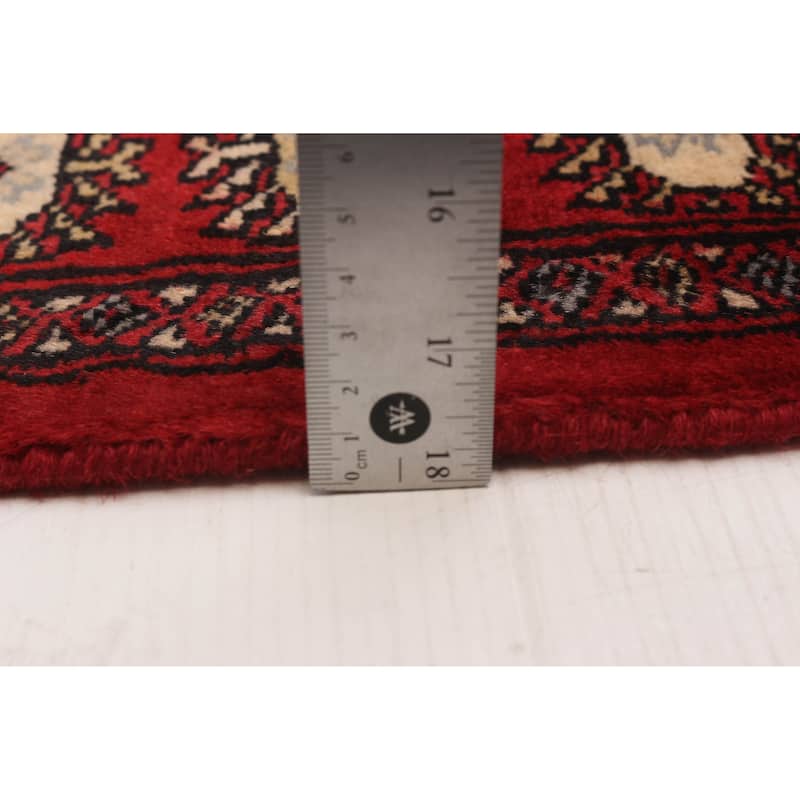 ECARPETGALLERY Hand-knotted Peshawar Bokhara Red Wool Rug - 2'7 x 9'9