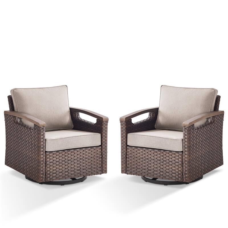 360° Swivel Outdoor Rattan Chair with Thickened Cushion