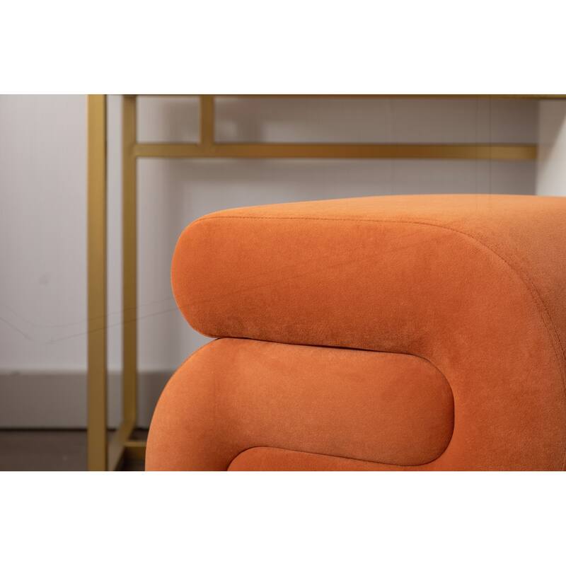 S-shape Velvet Fabric Ottoman Makeup Stool