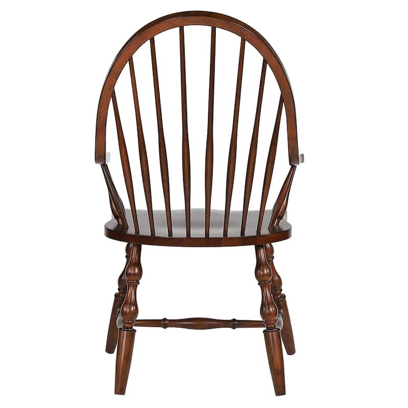 Dining Chair With Arms - Solid Wood Armchair - Art Deco Style - Fully Assembled - Brown Finish