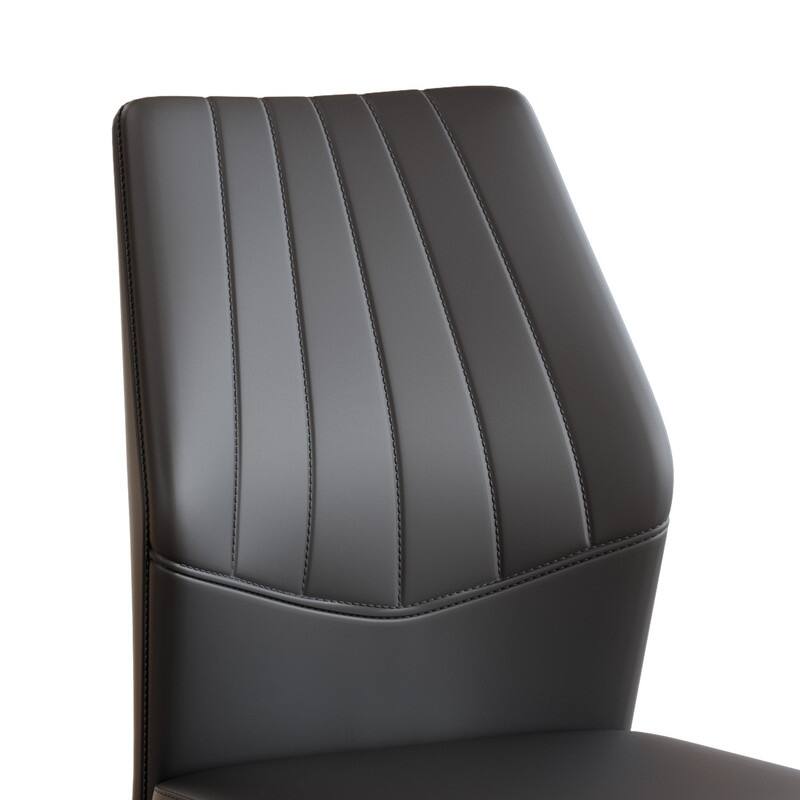 Set of 4 Modern Dining Chairs, 37" High - Ergonomic PU Backrest, Gold Metal Legs