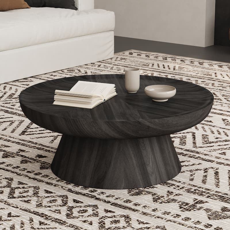 Round Walnut Nesting Coffee Tables | 2-Piece Set & Single Table Options - Modern Stackable Accent Tables
