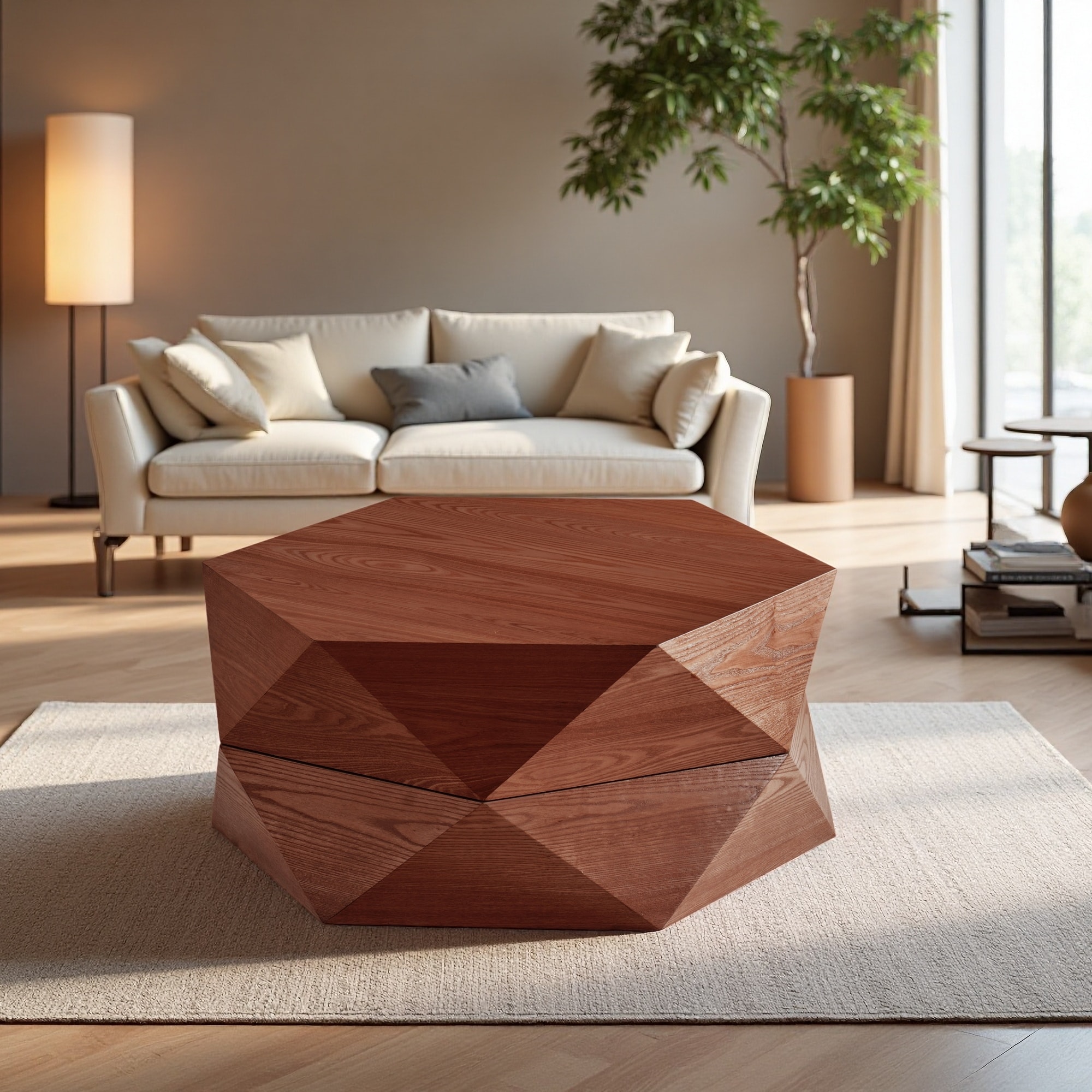 36.61" Retro Style Drum Flip Top Coffee Table with Hidden Storage for Living Room, Bedroom and Office - 1-Piece