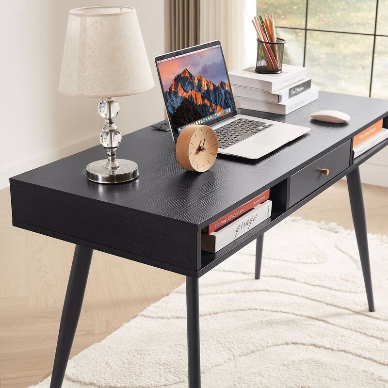 Modern Writing Study Desk with Drawers USB Ports and Power Outlet