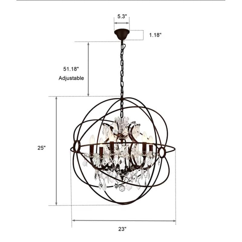 24" Light Orbed Candelabra Chandelier Pendant Rustic Lamp Antique Atom