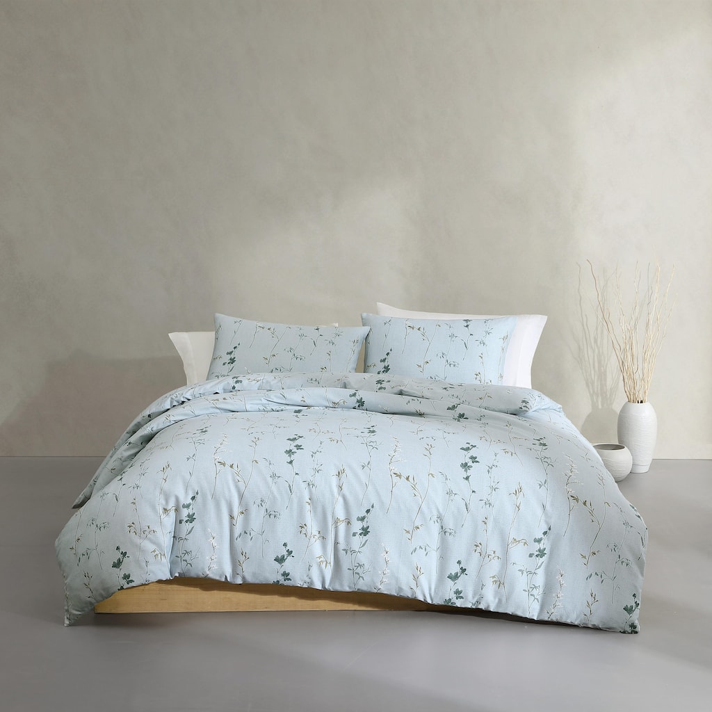 Calvin Klein Wildflower Cotton Reversible Blue Duvet Cover Set