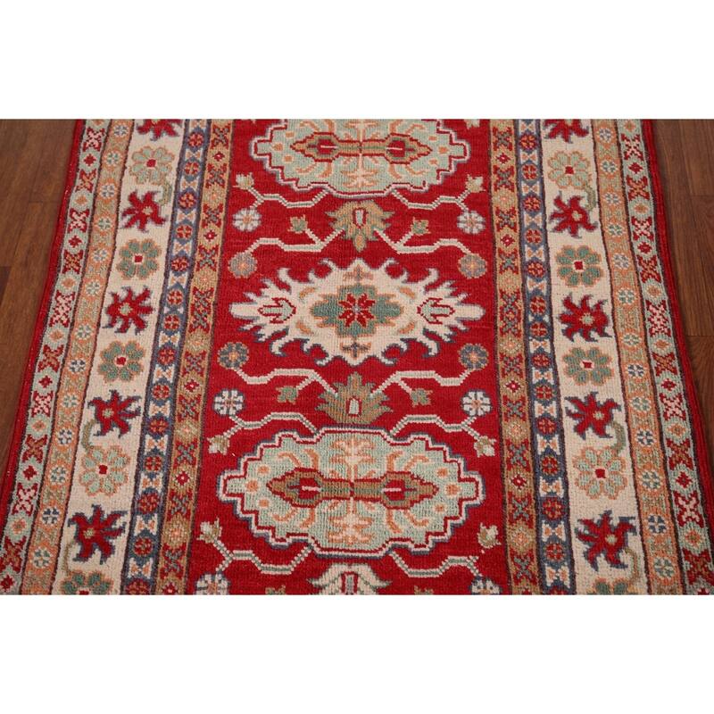 Kazak Foyer Rug Handmade Traditional Red Wool Carpet - 2'8" x 4'2"