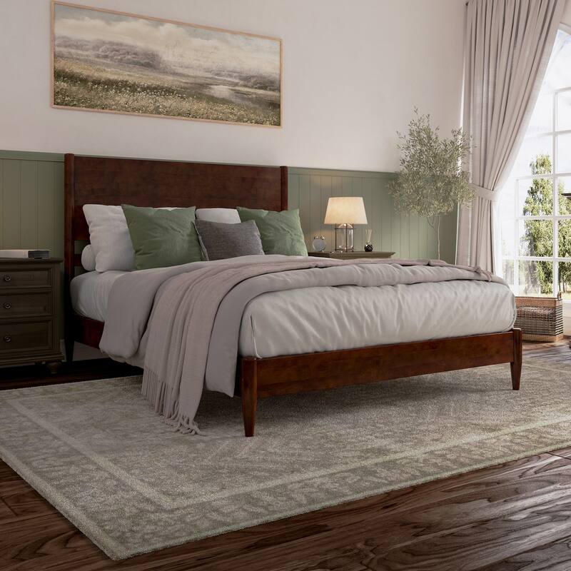 Pasadena Solid Wood Low Profile Platform Bed - Walnut - Queen