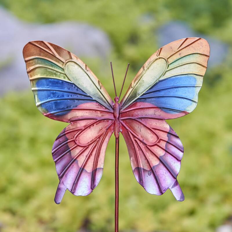 Handmade Butterfly Rainbow Garden Decoration - 1 x 8 x 24