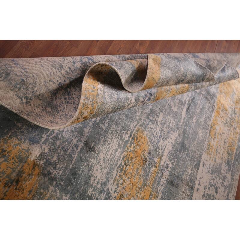 Contemporary Abstract Indian Area Rug Handmade Wool Carpet - 8'0" X 9'8"