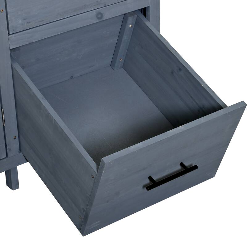 Roomfitters Garden Potting Bench with Storage Hutch, Outdoor Potting Table with 6 Drawers and Cabinets, Shelves