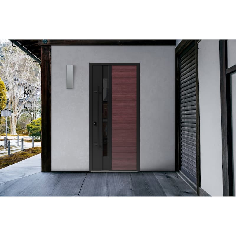 Front Exterior Prehung Steel Door Ronex 0162 Red Oak Entry Metal Painted W36xH80 Left hand Inswing