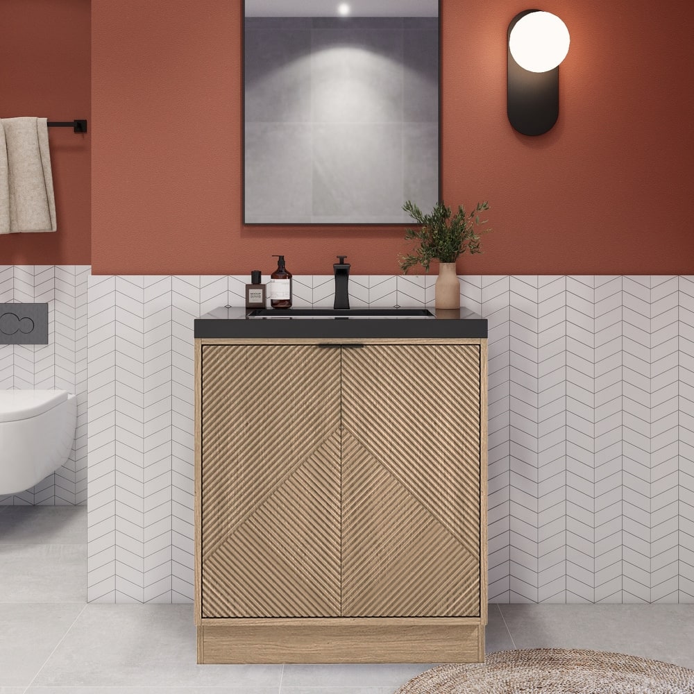 Milano 30" Freestanding Bathroom Vanity with Black Acrylic Sink