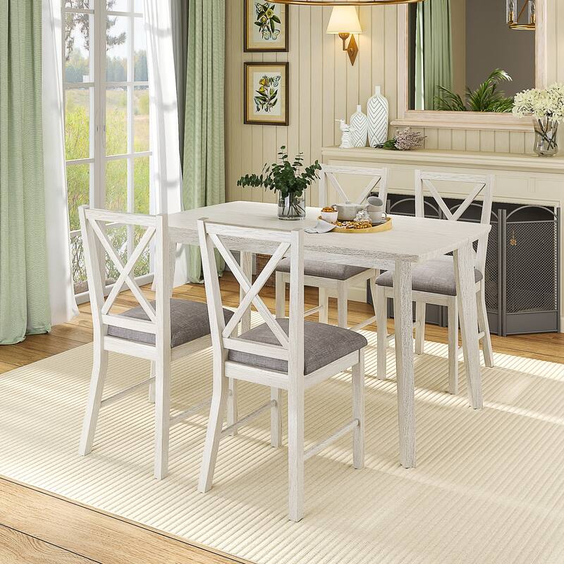 Javlergo Kitchen Table and Chairs for 4/6 Dining Room Table Set,Wood Elegant Kitchen Sets