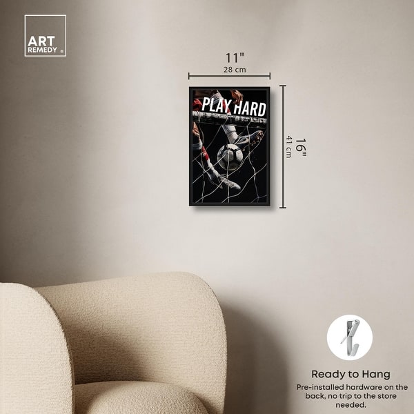 dimension image slide 21 of 24, Play Hard Soccer Canvas Mancave Art by Art Remedy