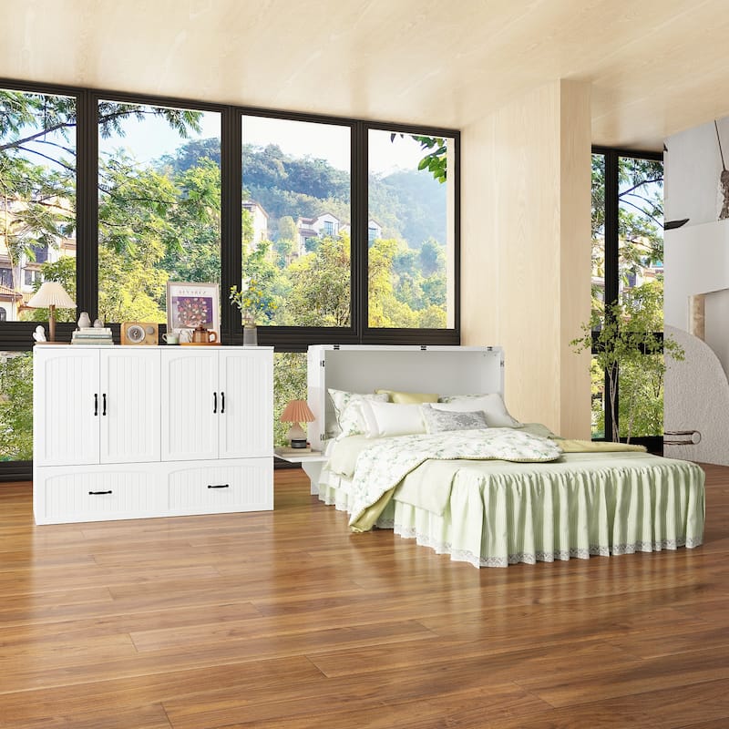Convertible Murphy Bed Multifunctional Rooms Accent Cabinet Dresser