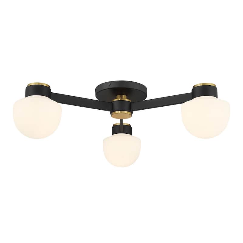 Ceiling Light in Matte Black with Natural Brass
