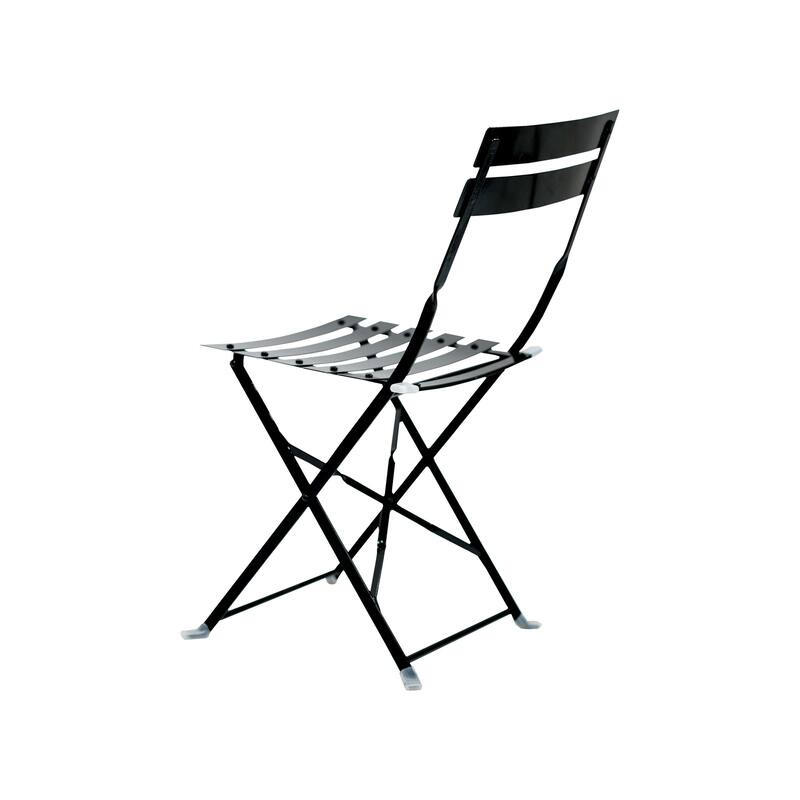 Set of Two Black Aluminum Outdoor Folding Dining Chairs