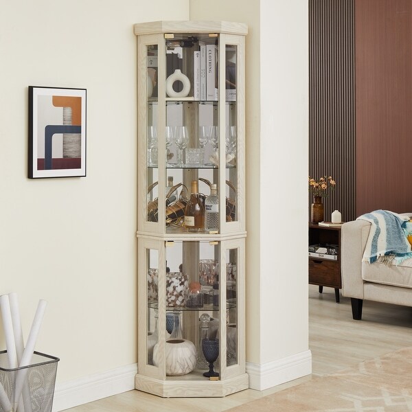 Corner Display Cabinet, Antique Collection with Glass Door