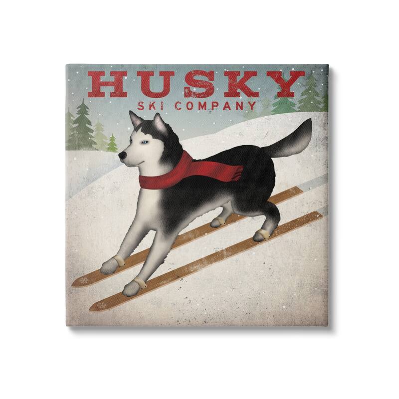 Stupell Husky Ski Company Winter Slopes Dog Stretched Canvas Wall Art, Design by Ryan Fowler - 17 x 17