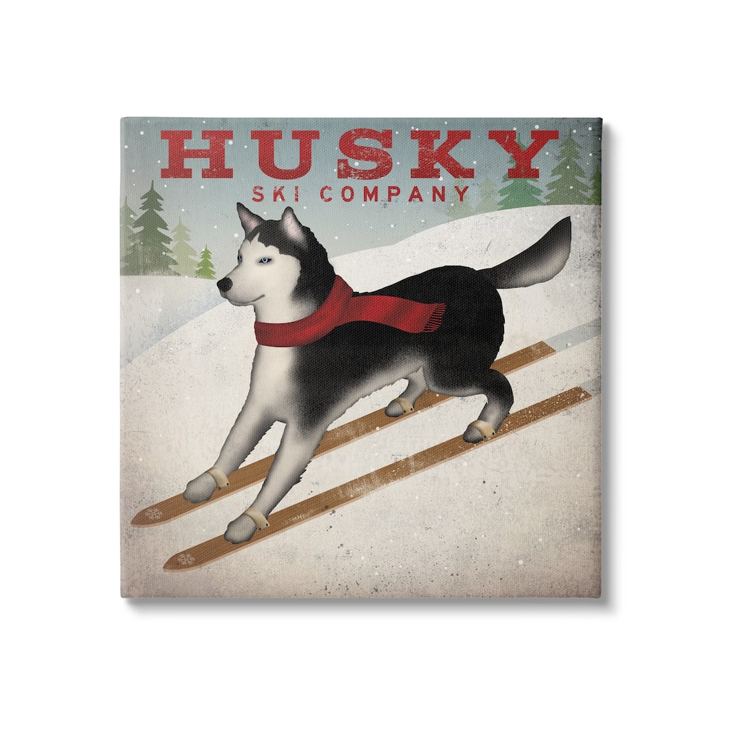 Stupell Husky Ski Company Winter Slopes Dog Stretched Canvas Wall Art, Design by Ryan Fowler