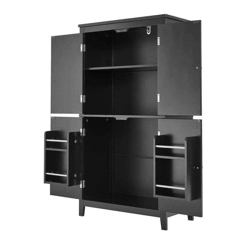 Roomfitters Elegant Bathroom Floor Storage Cabinet with 4 Doors, Adjustable and Adaptable Shelves, Freestanding Unit