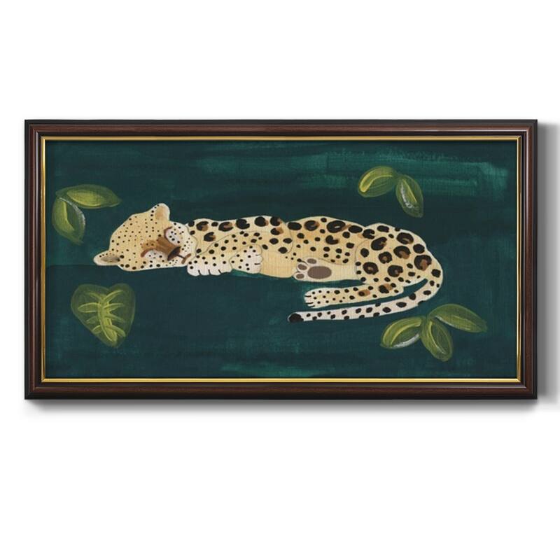 Lethargic Leopard II Premium Framed Canvas- Ready to Hang - 26x50 - Mahogany