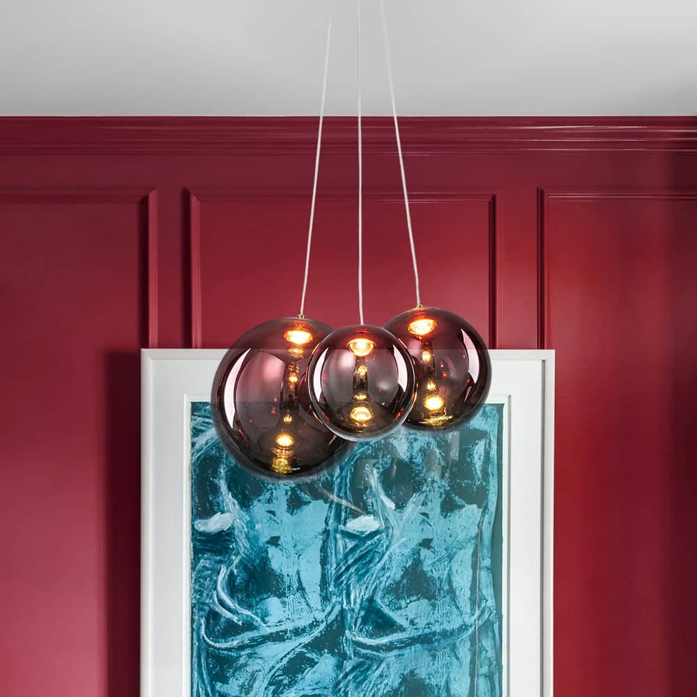 Modern 3-Light Dimmable LED Glass Globe Bubble Cluster Chandelier