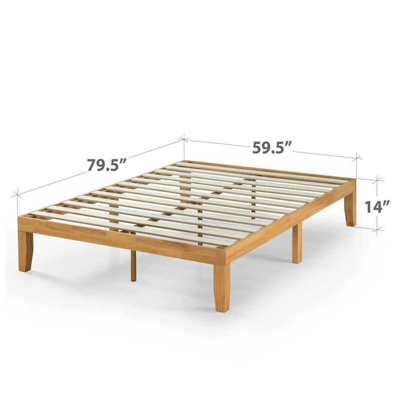Priage by Zinus 14-inch Natural Solid Wood Platform Bed - Queen