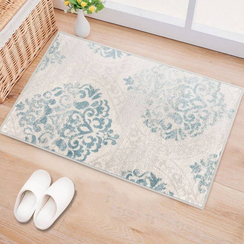 Porch & Den Pascuzzi Distressed Floral Damask Area Rug