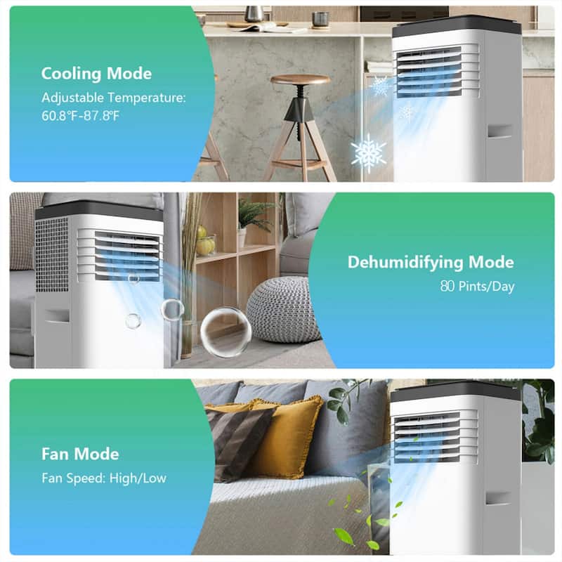 8,000 BTU 3in1 Portable Air Conditioner with Cool Dehum Fan Sleep