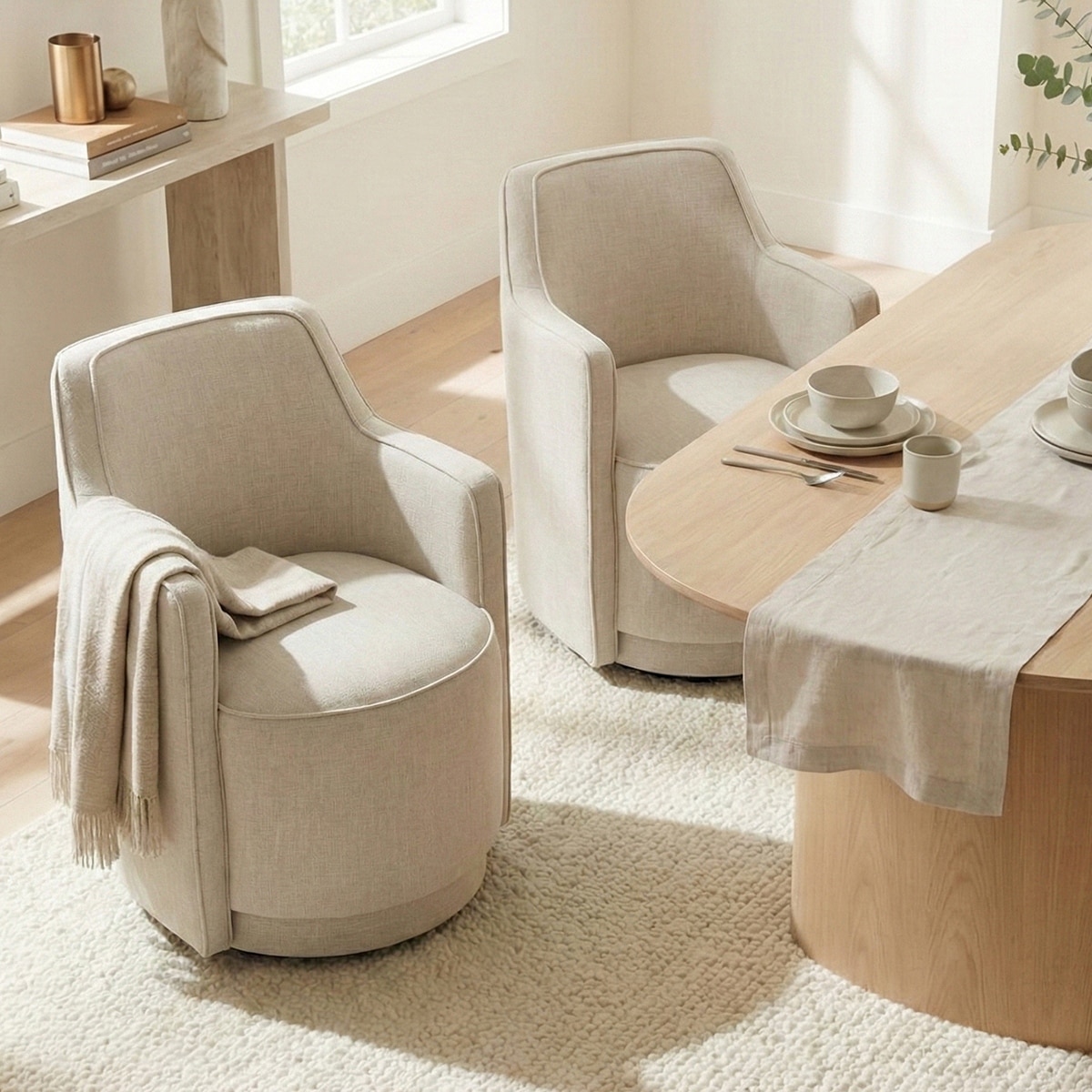 19" Upholstered Swivel Dining Chair(Set of 2)
