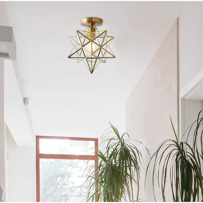 Modern Gold 1-Light Moravian Star Geometric Ceiling Lighting Fixture