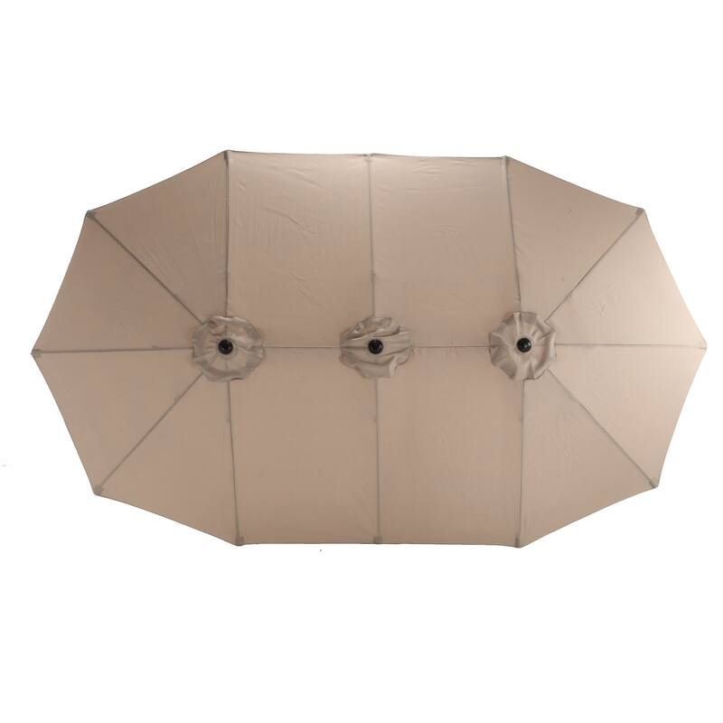 14.8ft Large Rectangular Double-Sided Patio Umbrella with Crank