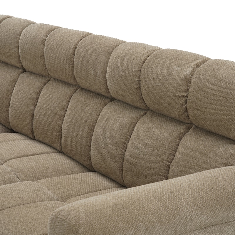 4-Seater Chenille Sectional Sofa with Chaise, High Back L-Shaped Couch, Solid Wood Frame & TB117 Certified Fabric