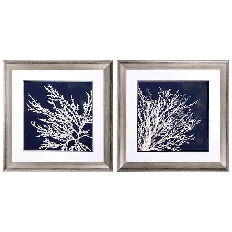 Coastal Coral S/2 Framed Art Under glass - 28 X 28 X 1