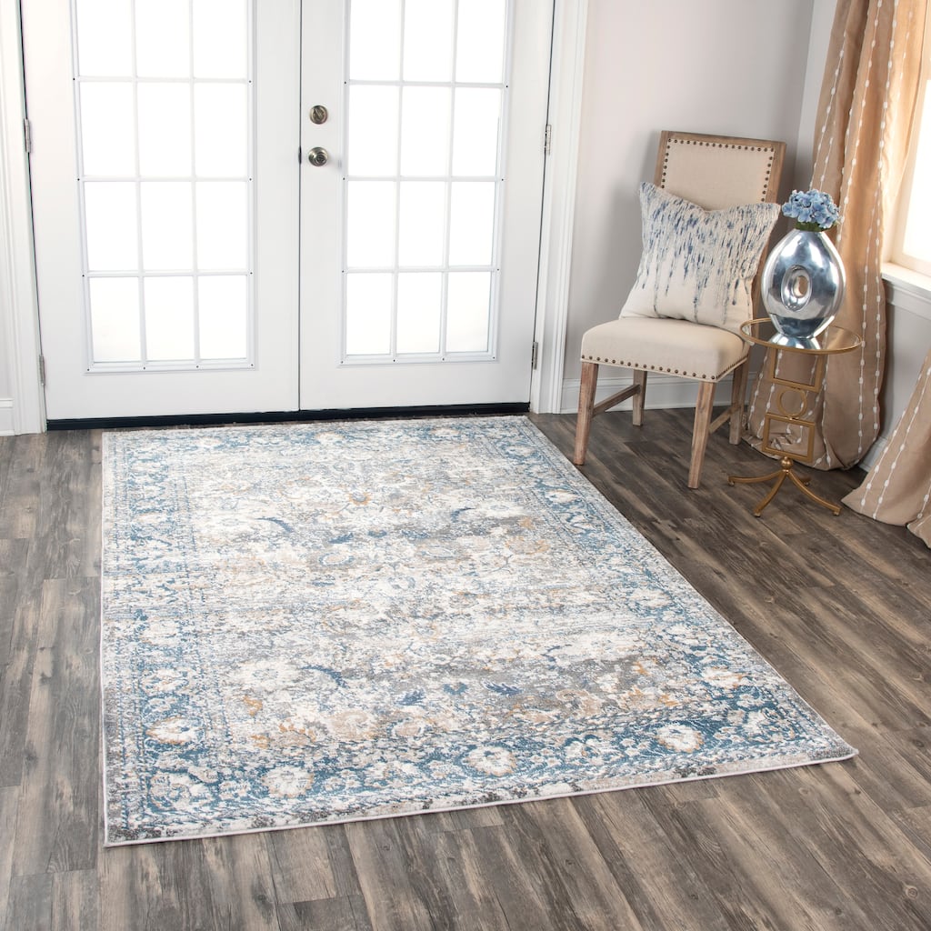 Alora Decor Lavish Rustic Blue Polypropylene/Polyester Area Rug