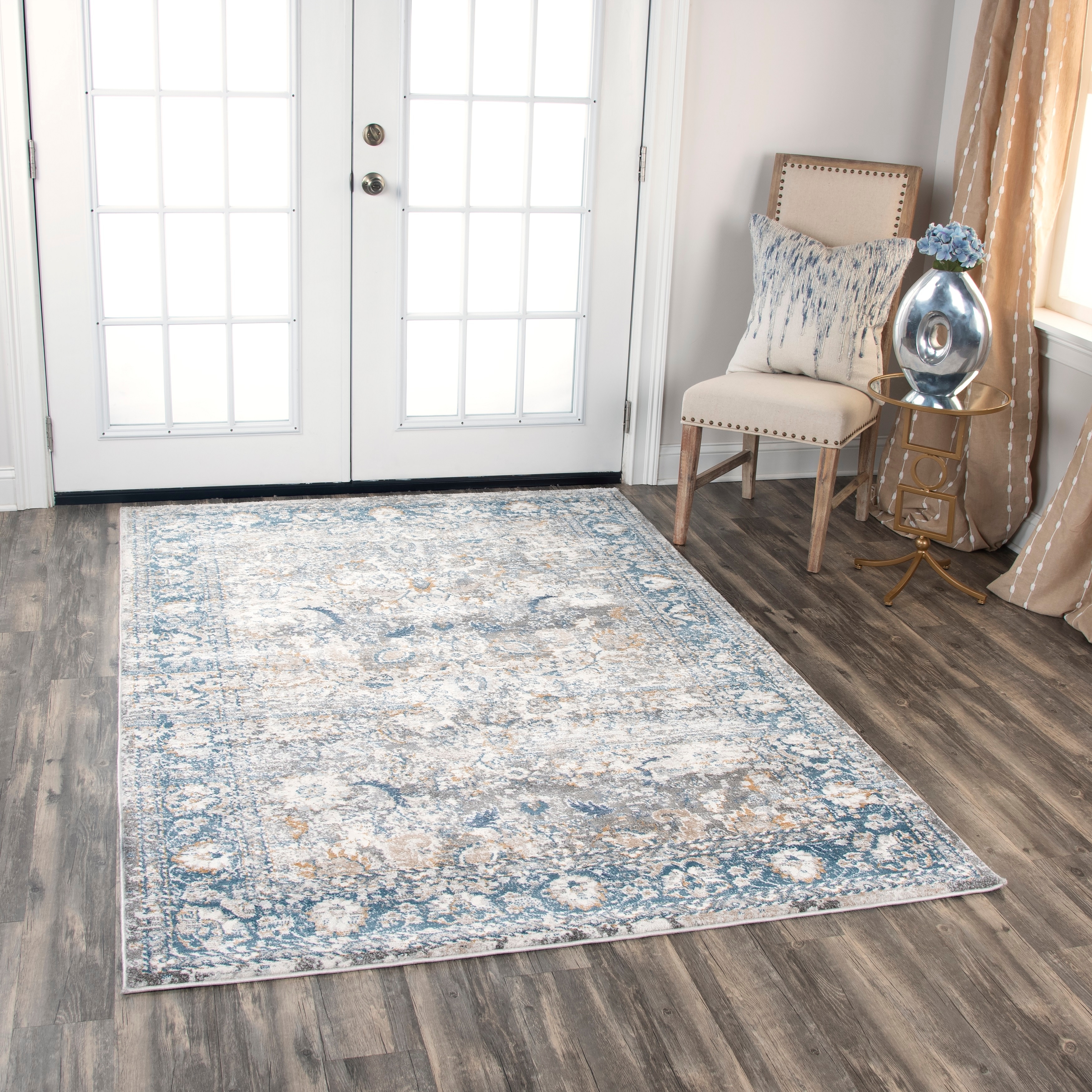 Alora Decor Lavish Rustic Blue Polypropylene/Polyester Area Rug