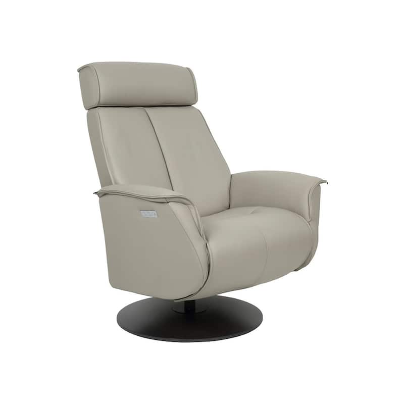 Fjords Bo Leather Recliner - Medium - Cement with Charcoal Base